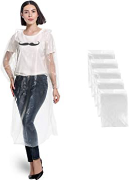 SUNNEY Chubasquero Impermeable Desechable con Capucha Protección Transparente para Hombre Mujer Impermeable, para Acampar, Senderismo, Festivales, Pesca, Paquete de 5