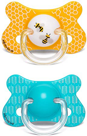 Suavinex - Pack 2 chupetes para bebés +18 meses. con tetina fisiológica silicona. color Abejitas Amarillo