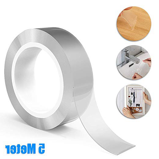 5M Cinta Adhesiva de Doble - Cinta Doble Cara,Lavable Adhesivo Cinta Nano Tape,Cinta Lavable,Reutilizable,para Pared,Cocina,Alfombra,Fijación de Fotos