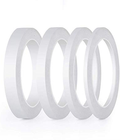 FEPITO 4 Rollos Cinta de doble cara Cinta de costura adhesiva fuerte para Craft Class Office, 25 metros cada rollo (Ancho: 6 mm / 9 mm / 12 mm / 15 mm)