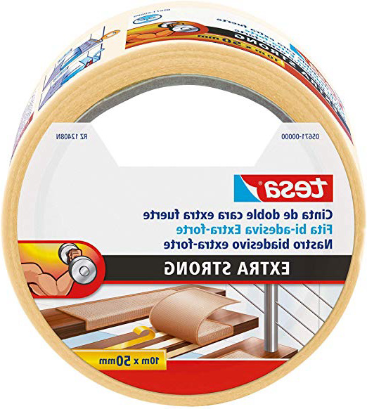 Tesa TE05671-00000-11 Cinta doble cara Extra fuerte 10m x 50mm beige, Standard