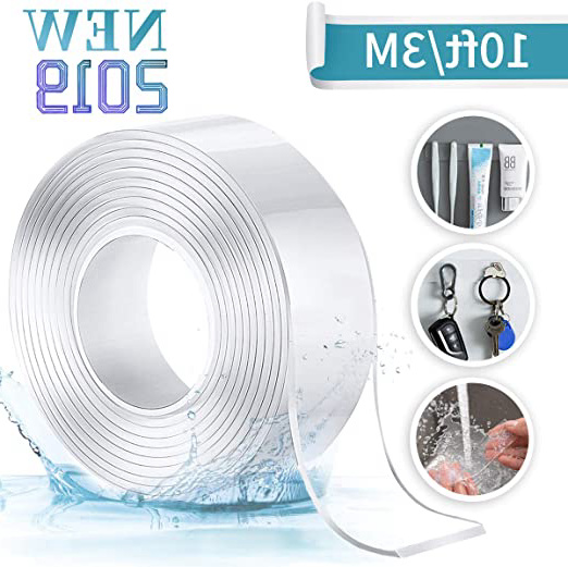Jeteven Cinta Adhesiva Lavable, Reutilizable Nano Tape, Cinta Doble Cara Extra Fuerte, Cinta de Doble Cara Multifuncional Cinta Adhesiva Extraíble transparente 2MM*3CM*3M