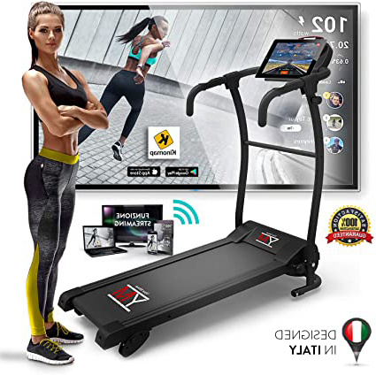 Cinta de correr eléctrica plegable, CONTROL DE VELOCIDAD CONTINUA, 10 KM/H, Soporte para tablet y teléfono, Alfombra acolchada Maxi-Grip, Ahorro de espacio, Motor silencioso (1800 W / 2.5 HP Peak)