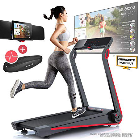 Sportstech Cinta de correr F17 - Marca de calidad alemana - Vídeos en directo y App multijugador, fácil de plegar, sin configuración, 12 KM/H, 2.5PS, pulsómetro + sistema de lubricación