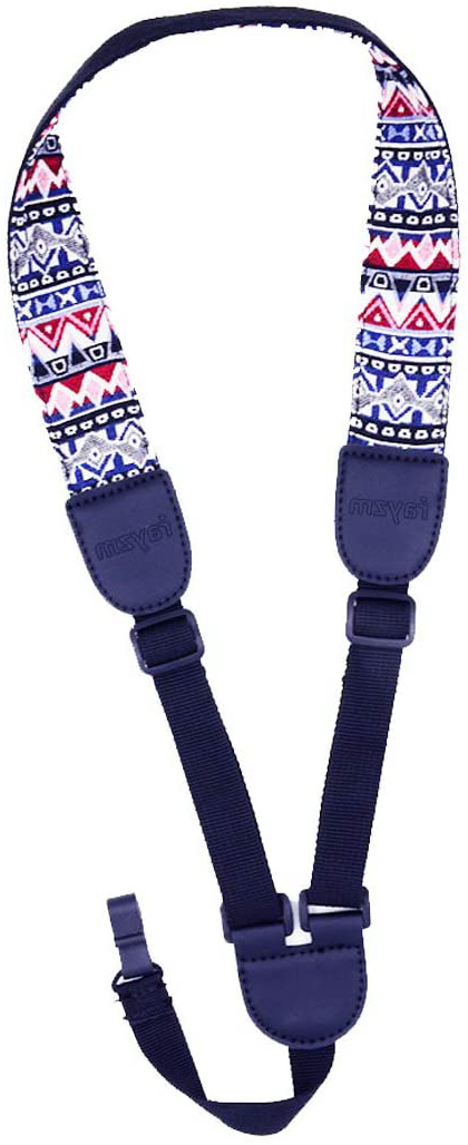 Rayzm Correa para Ukelele con Pinza, Correa para Ukelele con Bordado de Estilo Bohemio, Correa de Algodón Ajustable para Ukelele, Correa sin Botón de Enganche, sin Tornillos, Manos Libres.