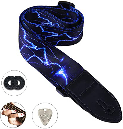 Paquete de correa de guitarra que incluye un conjunto de cerraduras de correa / 1 protección de punta / punta para guitarras de bajo, eléctricas y acústicas