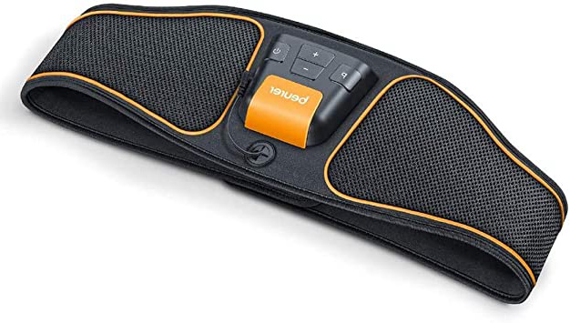 Beurer EM 37 Electroestimulador EMS Cinturón Abdominal,5 programas de entrenamiento, 4 electrodos agua sin necesidad de geles ni recambios, pantalla LCD, 70-140cm cintura