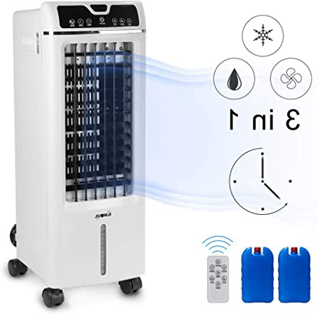 IcyAir Aires Acondicionados Móviles, Climatizadores Evaporativos 3 en 1 • Enfriador • Purificador • Humidificador • 70W • Caudal Aire 550m³/h • Control Remoto • Toque el botón