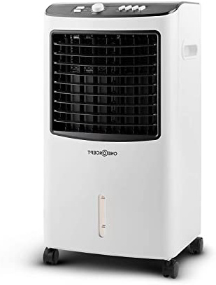 oneConcept MCH-2 V2 - Enfriador portátil, Ventilador refrescante, 3-EN-1: enfría ventila humidifica, 65W, 400m³/h, Tanque 8L, Movilidad con ruedas y asas, 3 niveles, Blanco/negro