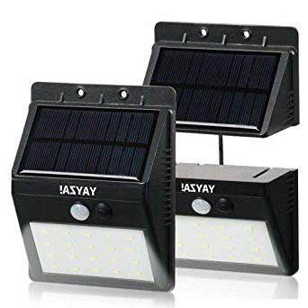YAYZA! 4-Paquete Panel de energía solar Luz de pared 30 LED 6W 500lm Desmontable Exterior Impermeable Seguridad PIR Sensor de Movimiento + 3 Modos de Iluminación para Jardín Garaje Sótano Cobertizo