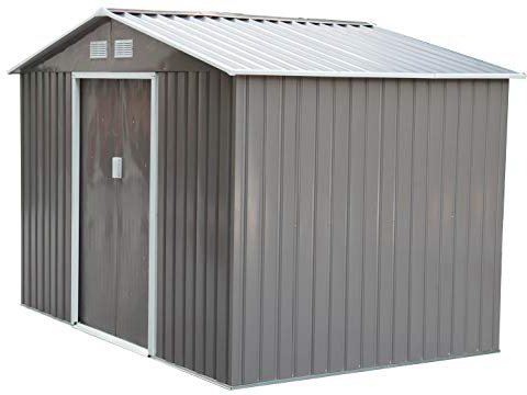 Outsunny Caseta de Jardín Tipo Cobertizo Metálico para Almacenamiento de Herramientas 277x191x192cm Acero Gris