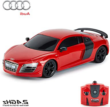 CMJ RC Cars ™ Audi R8 GT Mando a distancia con licencia oficial Coche 1:24 Escala Luces de trabajo 2.4 Ghz Rojo