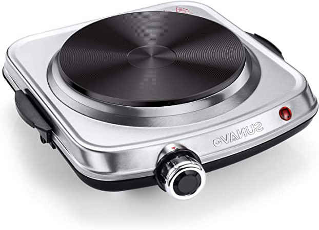 SUNAVO Hornillo Electrico Portatil Placa Cocina eléctrica una Hornilla 1500W