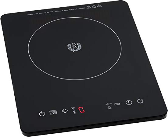 Cecotec Placa de Inducción Portátil Full Crystal. Superficie de cristal, Control Táctil, 10 niveles de Potencia, Temporizador, Programable, 4 Menús preconfigurados, para Sartenes hasta 28cm, 2000 W
