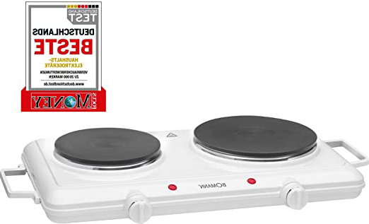 Bomann DKP 5028 CB - Cocina portatil, hornillo eléctrico doble, 2 zonas de cocinado, 2500 W, ideal para camping y pequeñas cocinas, color blanco