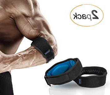 AGPTEK 2 x Cinta de Codo Tenista, Coderas de Golfista Ajustable y Antideslizante con Almohadilla EVA para Tenis, Golf, Levantamiento de Pesas, Cricket, Canotaje, Unisex