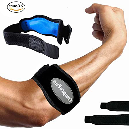 Coderas con Almohadillas de Compresión, CompraFun Coderas Deportivas Alivio Dolor y Soporte Codos de Golfista y Tenista, Recuperación Epicondilitis Lateral y Tendinitis, Almohadilla EVA (2 Piezas)
