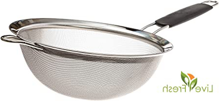 Colador LiveFresh premium con malla fina de acero inoxidable - 19,5 cm - Cuele, tamice y filtre quinoa, arroz, harina, pasta y otros productos con el colador más resistente y fiable del mercado