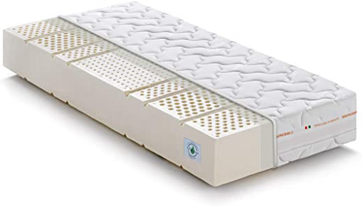 Marcapiuma - Colchón Látex Individual 90x190 Alto 20 cm - SEVENLIFE 20 - H2 Medio - 7 Zonas Ergonómico Antiácaros Antialérgico - Funda desenfundable Silver - 100% Fabricado en Italia