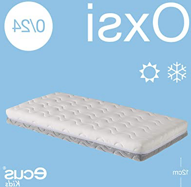 Ecus Kids OXSI, Colchón de Cuna Oxígena HR con Cremallera Perimetral, Cara Antiasfixia e Invierno, 140 x 70 x 12 cm, Blanco/ Gris