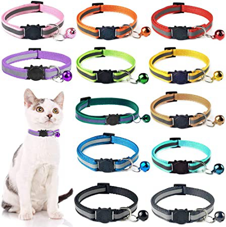 Collar Reflectante Gatos pequeño,12 Piezas