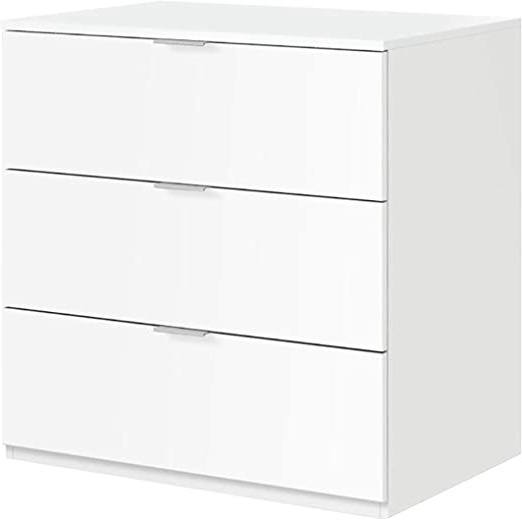 Habitdesign LC7823O - Cómoda 3 cajones Color Blanco Mate, Medidas: 77 cm (Ancho) x 80 cm (Alto) x 38 cm (Fondo)