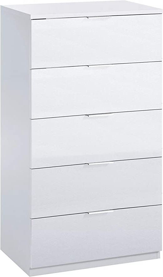 Habitdesign 007845A Cómoda 5 cajones, chifonier Modelo Alaya, Acabado en Color Blanco Artik, 60 cm (Ancho) x 110 cm (Alto) x 40 cm (Fondo)