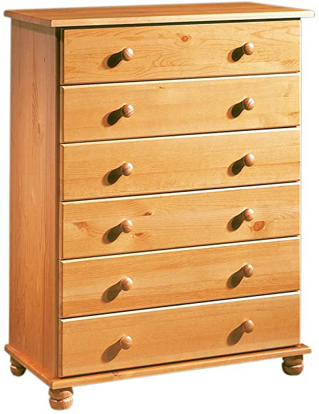 Dogar Altea Comoda 6 cajones, Pino, Miel, 100x78x39 cm