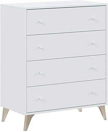 Habitdesign 007804A - Comoda 4 Cajones, Sifonier, Modelo Sweet, Color Blanco Artik, Medidas: 77,5 cm (Largo) x 40 cm (Fondo) x 95 cm (Alto)