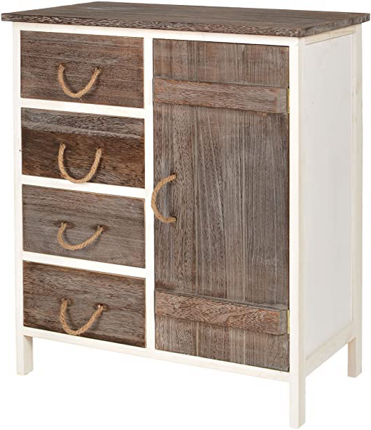 ts-ideen Cómoda estantería de madera bicolor estilo de la alquería rustico shabby para baño pasillo cocina sala con puerta