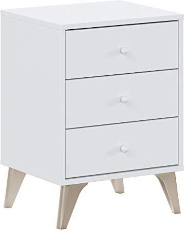 Habitdesign 007803A - Mesita de Noche 3 cajones, Modelo Sweet, Color Blanco Artik, Medidas: 40 cm (Ancho) x 33,5 cm (Fondo) x 56 cm (Alto)