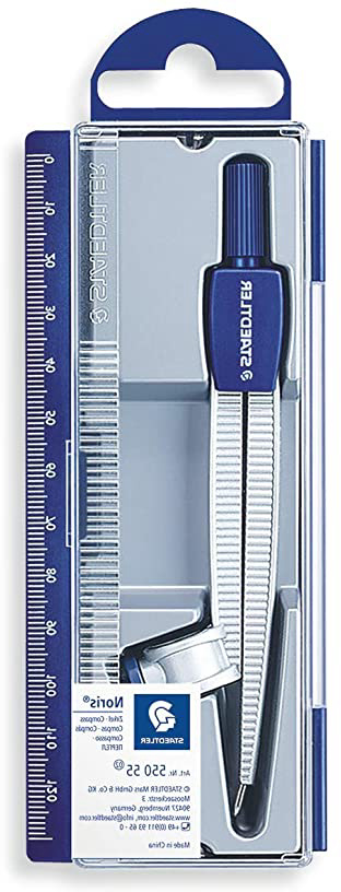 Staedtler NORIS CLUB 550 55. Compás escolar de precisión con obtusángulo y aguja roma. Estuche con adaptador universal.