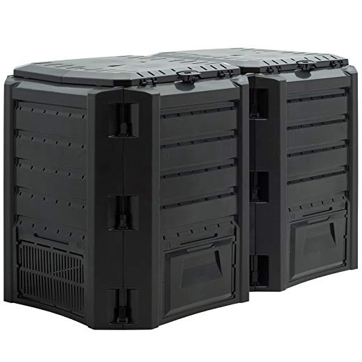 Deuba Compostador con capacidad de 800L Negro - producción humus abono natural de jardín resistente intemperie exterior