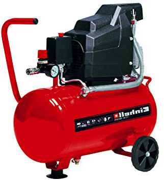 Einhell 4007325 TC-AC 190/24/8 - Compresor de aire, depósito de 24 l, 2850 rpm, 8 bar, 1500 W, 220-240 V, 50 Hz, Rojo/Negro, 578 x 258 x 572 mm