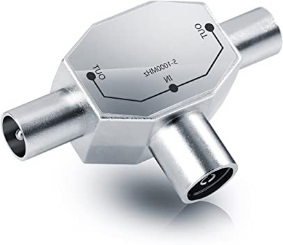 CSL - Distribuidor de Antenas Totalmente blindado bidireccional - Distribuidor bidireccional para adaptadores TV T - Acoplamiento coaxial - 2 Conectores coaxiales - DVB-T BK - 5-1000 MHz