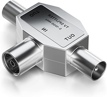 deleyCON de Distribución de Antenas T-Acoplamiento para el Adaptador de TV Acoplamiento Coaxial Enchufe Coaxial 2X - Plata
