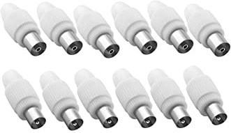 AMZANDY NEW - Adaptador coaxial para antena de televisión (12 unidades, conector hembra, 6 unidades, atornillable, 6 conectores macho y 6 hembra)