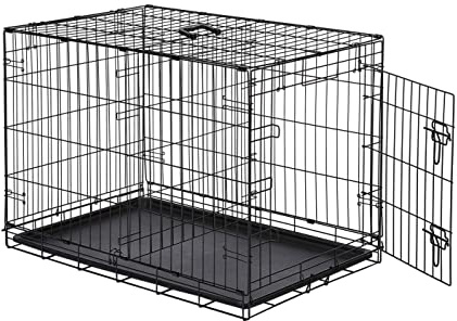 AmazonBasics - Jaula plegable de metal para mascota (una puerta, 91 cm largo)
