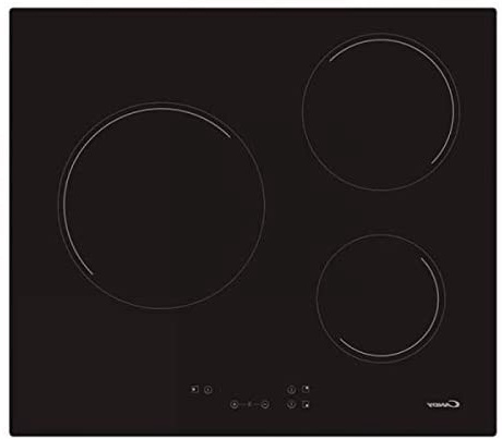 Candy CH63CC Encimera vitrocerámica 3 zonas de cocción, ancho 60 cm, 10 niveles potencia, 5.5 kW, negro