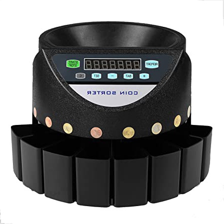 Moracle Contador de monedas automático Clasificador de Monedas para todas las monedas Euro y Cent con Pantalla LED Contador de Monedas Euro Cash Currency Bank Commercial