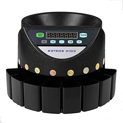 Autocompra Contador de Monedas Euro 300 Monedas por Minuto Clasificador de Monedas Automático Hucha Contadora de Monedas con Pantalla LED