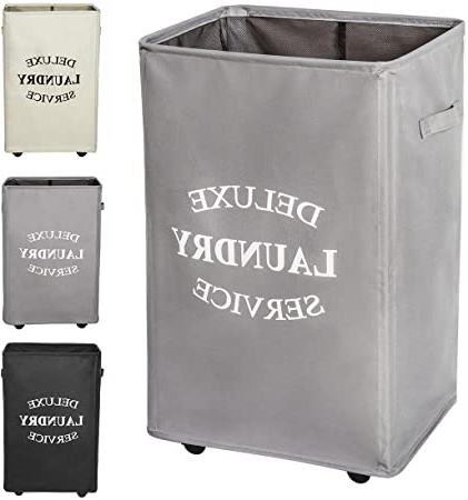 WOWLIVE - Cesta para la ropa sucia con ruedas (tamaño grande), color beige, plegable, duradera, rectangular