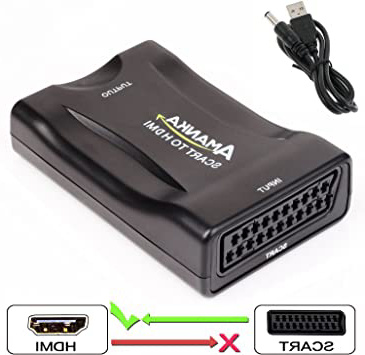 AMANKA Convertidor Euroconector a HDMI Conversor de Audio Vídeo 1080p Reproductor de Adaptador Entrada Scart Salida HDMI Apoyo 720/1080P para HDTV,DVD BLU-Ray,VCR,Proyector,VHS,PS1,PS2,Xbox