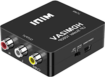 DIGITNOW! HDMI a AV 3 RCA CVBS Compuesto Adaptador Convertidor Conversor de Video y Audio de señal Mini 1080P Compatible con Cable de Carga USB para PC/Laptop/Xbox / PS4 / PS3 / TV/VCR Cámara DVD
