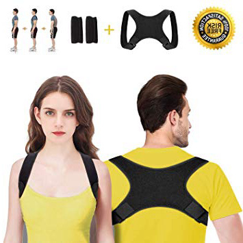 WOTEK Corrector de Postura, Corrector de Postura Espalda y Hombros para Hombre y Mujer Talla Única, Espalda Recta Soporte Correctores Postural Faja, Incluye 2X Soportes para hombreras y 1x Rodillera