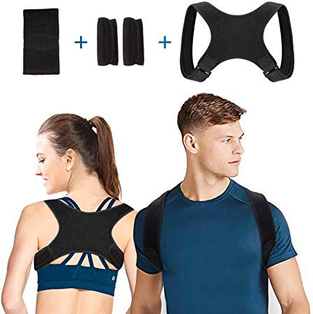 Corrector de Postura, Corrector Postura Espalda Faja para Hombre y Mujer Hombro Clavícula Espalda Recta Soporte - Mejorar Postura Posture Corrector incluye 2X Soportes para Hombreras y 1x Rodiller