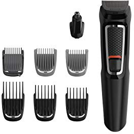 Philips Barbero MG3730/15 - Recortador de Barba y Precisión 8 en 1, Cuchillas autoafilables, Incluye Funda de Viaje, batería, negro