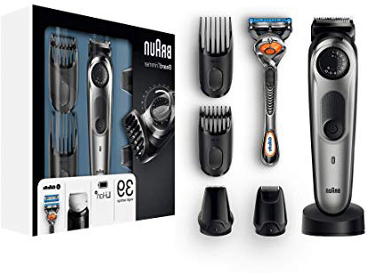 Braun BT7040 - Recortadora Barba y Cortapelos para Pequeños Detalles, Miniafeitadora, con Maquinilla Gillette Fusion 5 ProGlide, Negro/Gris
