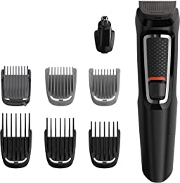 Philips Barbero MG3730/15 - Recortador de Barba y Precisión 8 en 1, Cuchillas autoafilables, Incluye Funda de Viaje, batería, negro