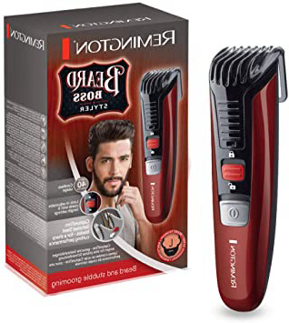 Remington Beard Boss Styler MB4125 Barbero, Cuchillas Serradas de Acero Inoxidable, Inalámbrico, 11 Ajustes, Rojo